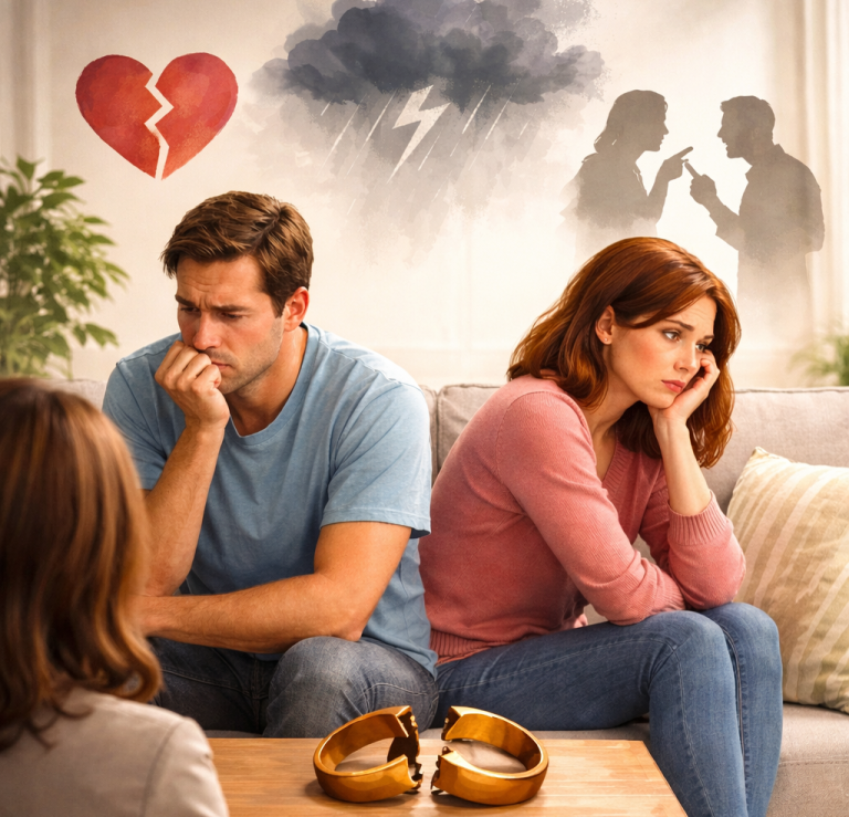 Verschiedene frische Nahrungsmittel: Fisch, Gemüse, Obst, Milch und Eier auf einem Tisch.